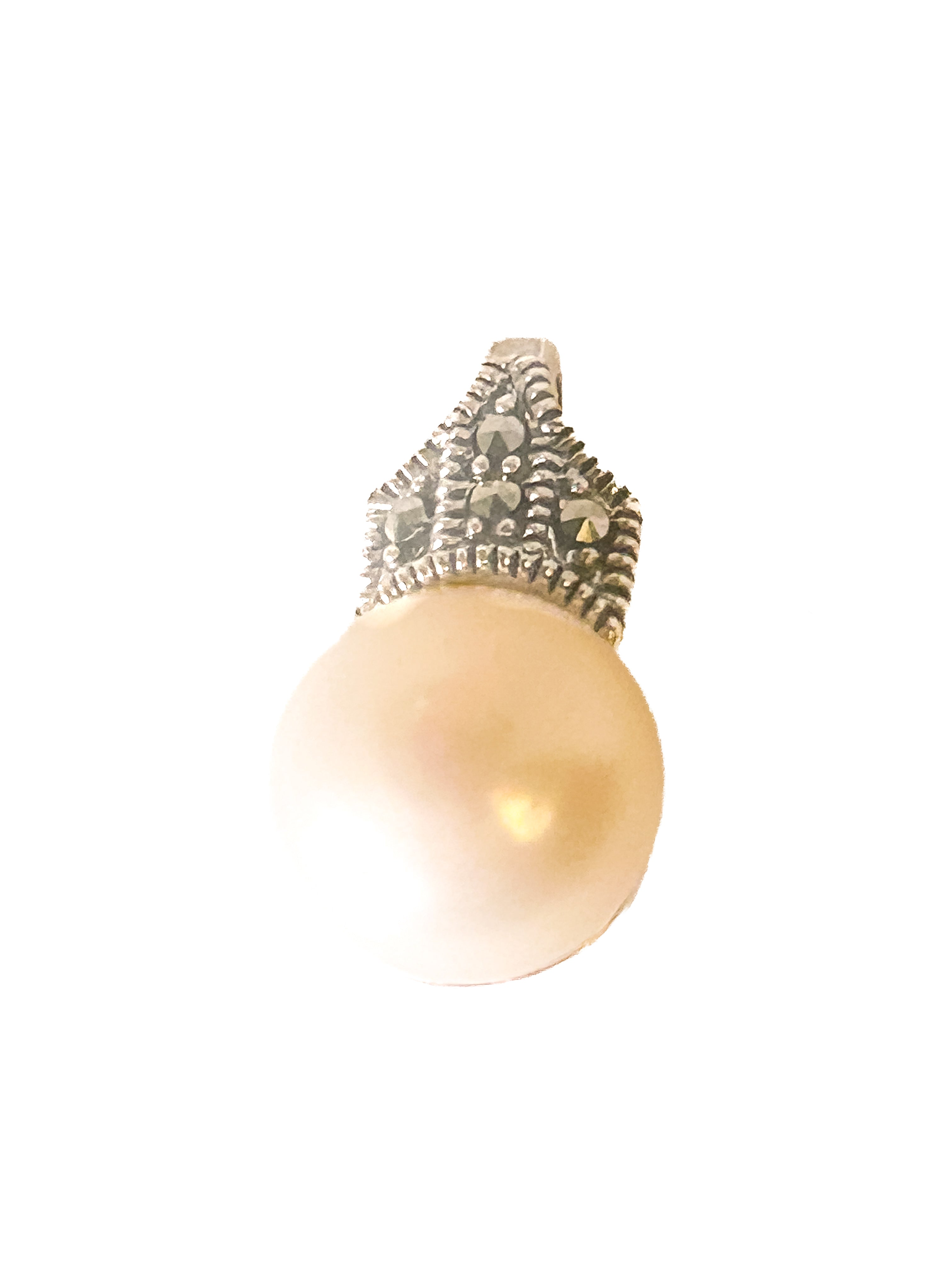 925 Sterling Silver Pearl and Marcasite Pendant - Frijja, LLC