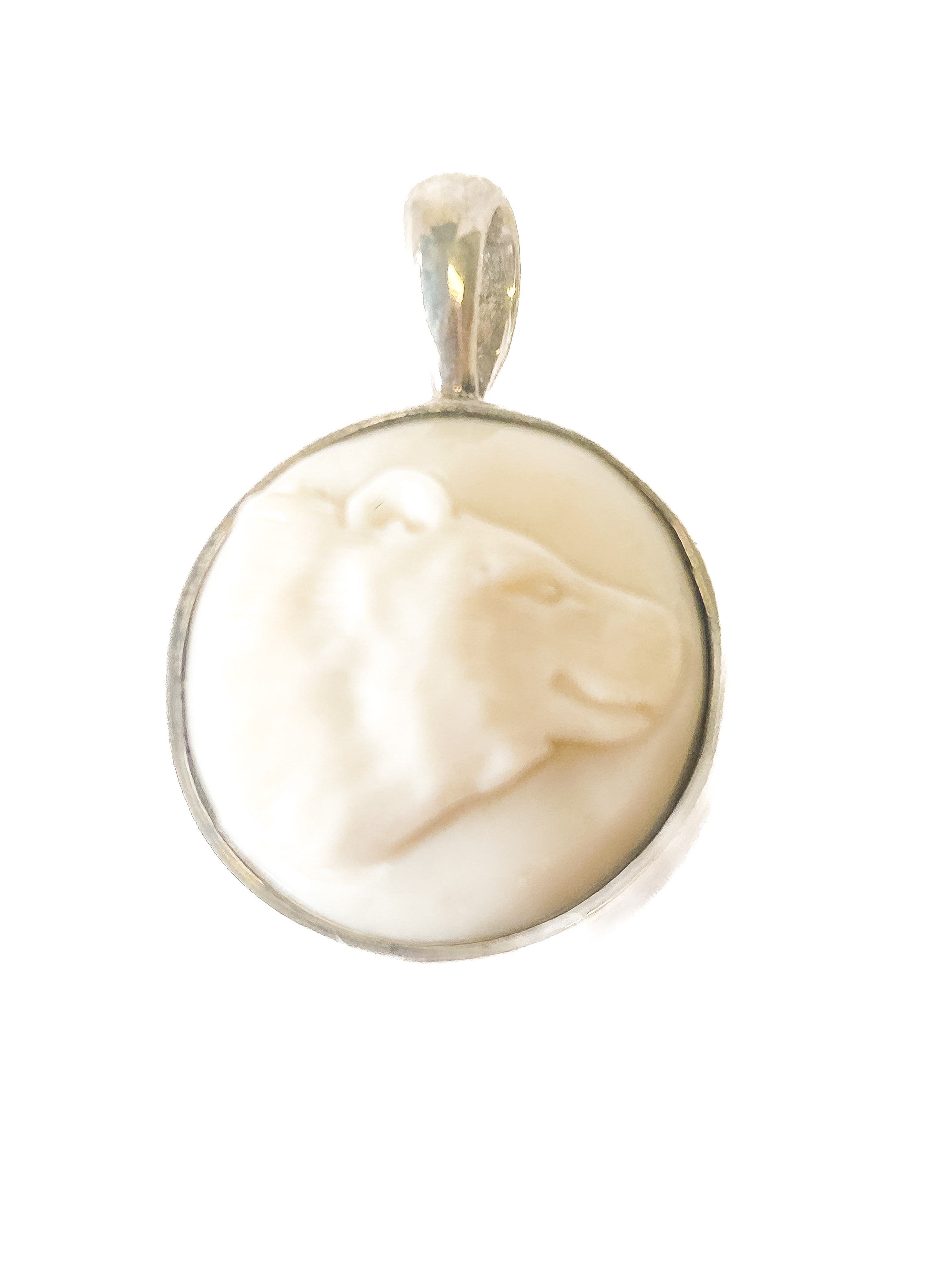 Vintage 925 Sterling Silver Ivory Bear Pendant