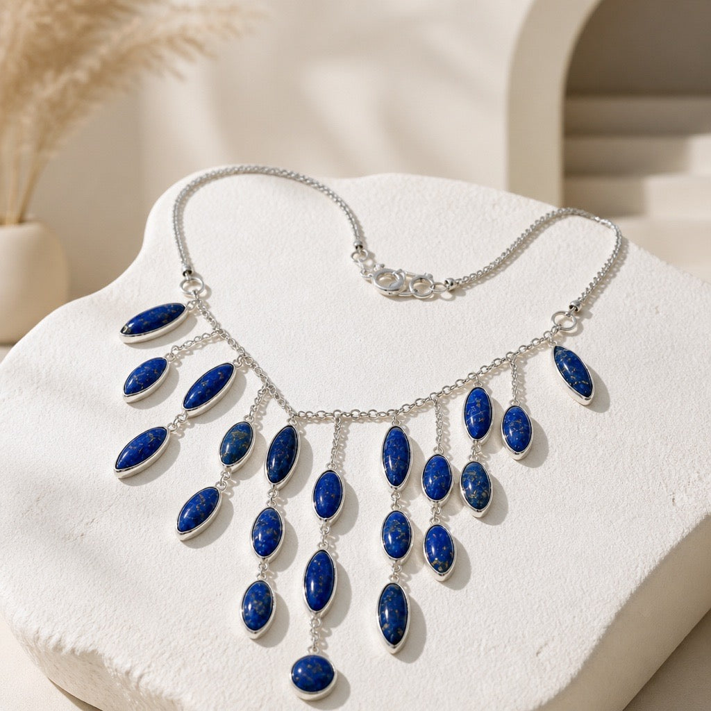 Moon Radiance - 950 Sterling Silver Necklace Sodalite Stone