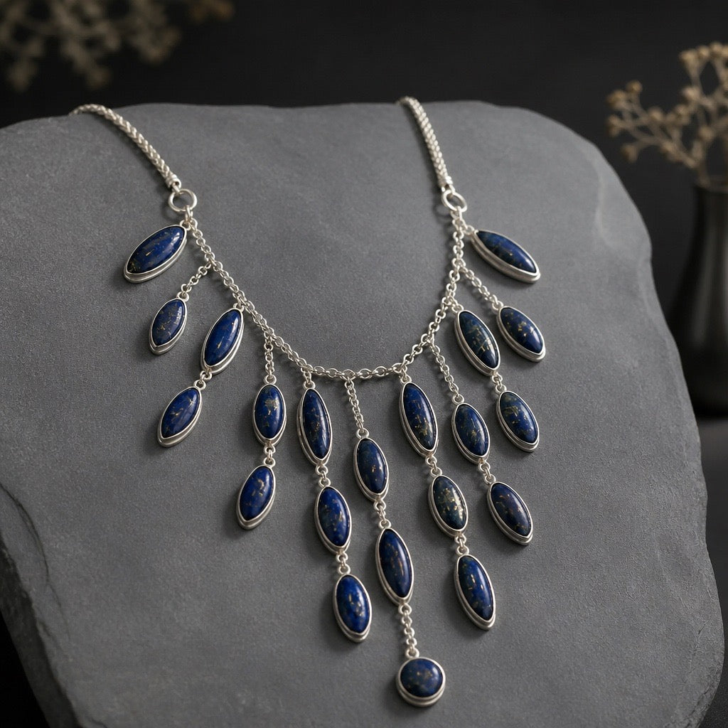 Moon Radiance - 950 Sterling Silver Necklace Sodalite Stone