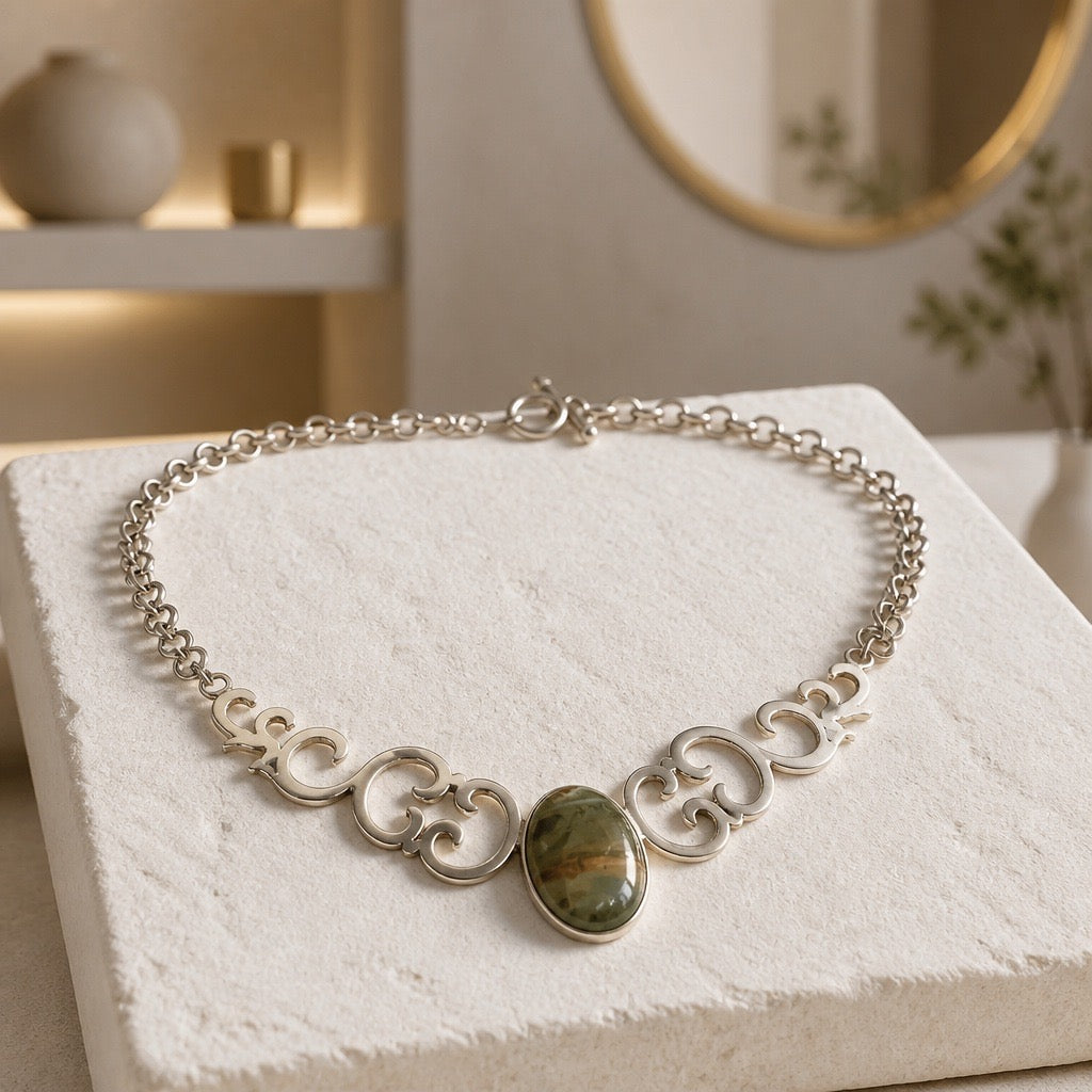 Andean Promise Set - 950 Sterling Silver Andean Opal (Necklace, Bracelet, Earrings, Ring)