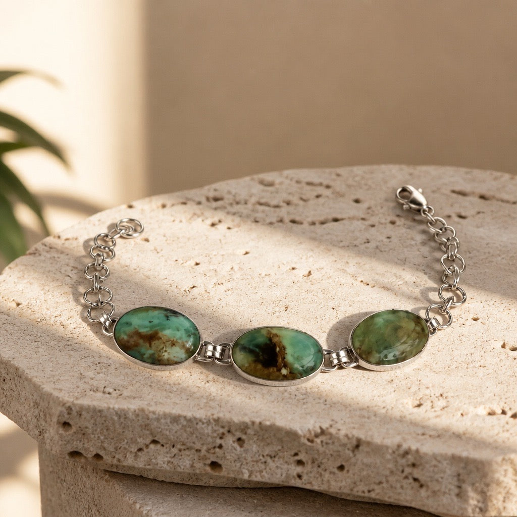 Andean Promise Bracelet - 950 Sterling Silver Andean Opal