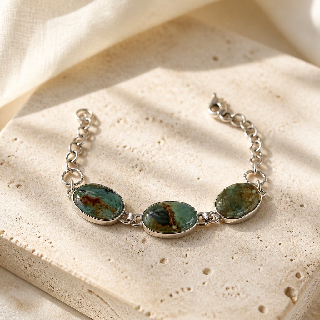Andean Promise Bracelet - 950 Sterling Silver Andean Opal