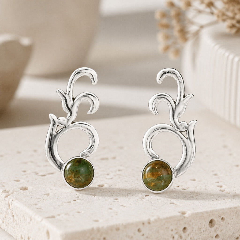 Andean Promise Earrings - 950 Sterling Silver Andean Opal