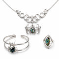 Beetle & Spark Set - 950 Sterling Silver Abalone Shell (Necklace, Earrings, Bracelet, RIng)