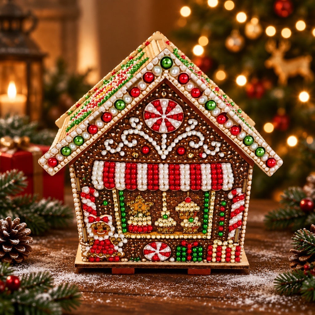 Class November 7, 2026: 5D Diamond Painting Wooden Gingerbread House - Frijja, LLC