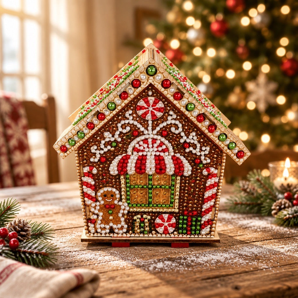 Class November 7, 2026: 5D Diamond Painting Wooden Gingerbread House - Frijja, LLC