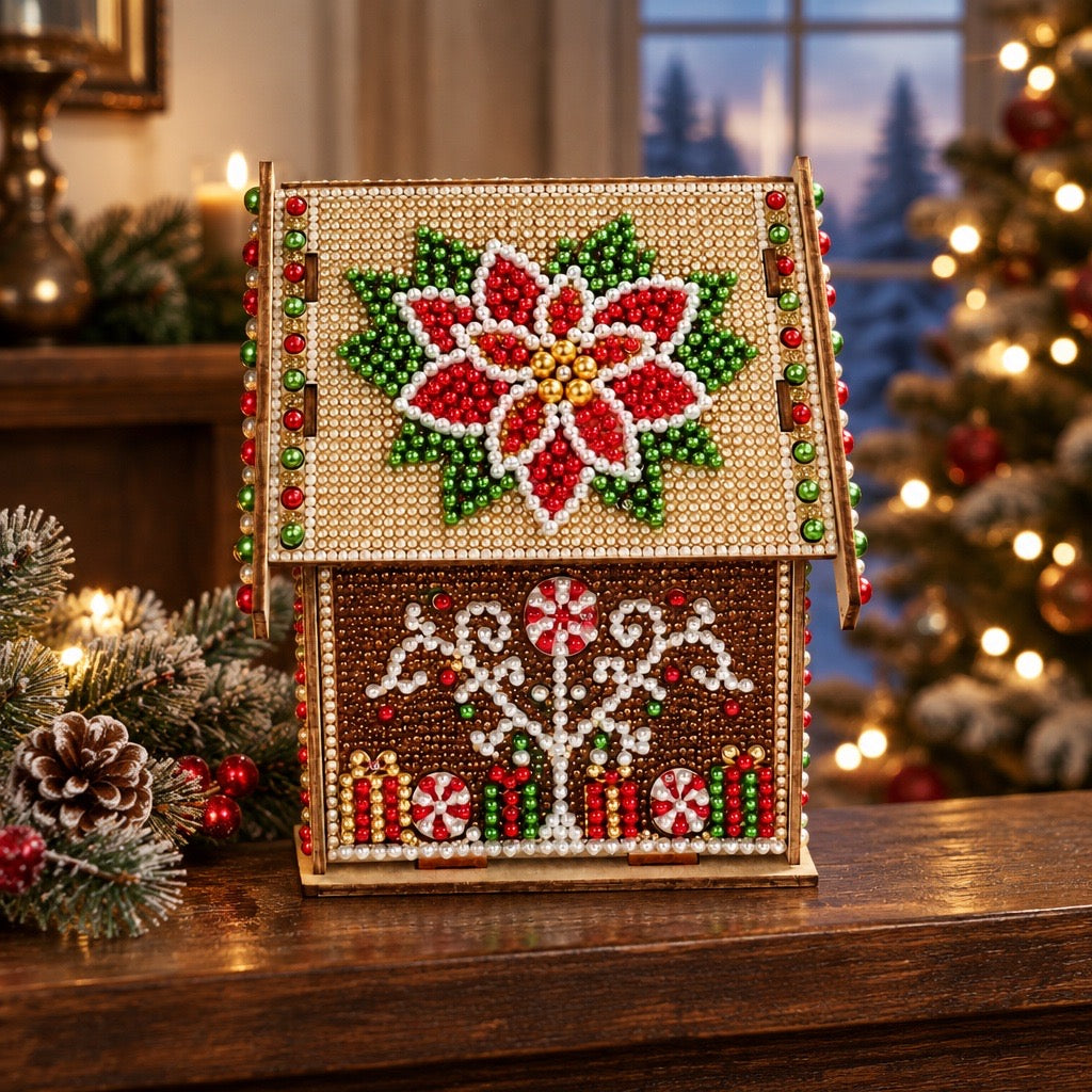 Class November 7, 2026: 5D Diamond Painting Wooden Gingerbread House - Frijja, LLC
