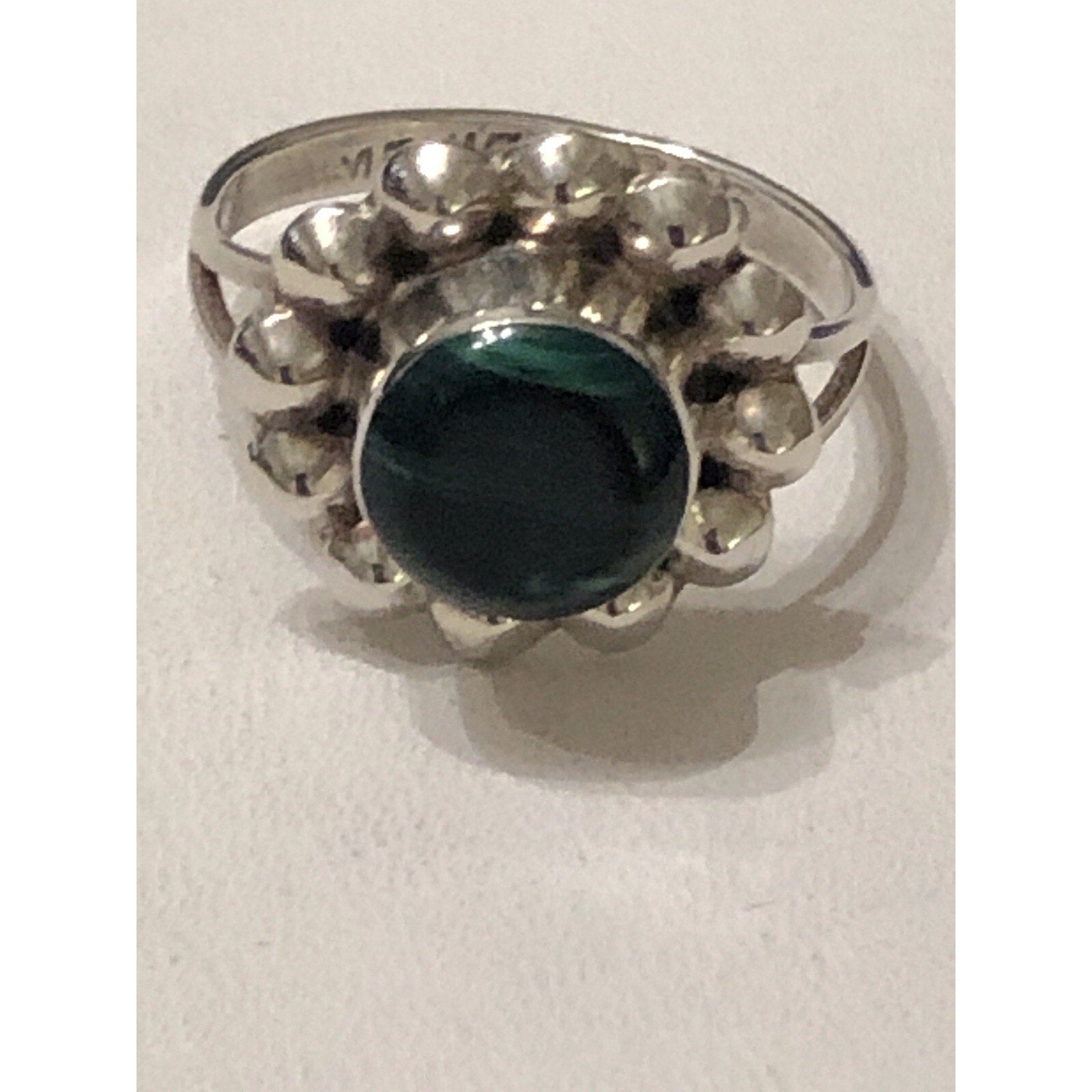 Green Malachite Gemstone Mexico 925 Sterling Silver Handmade Ring Size 7.5