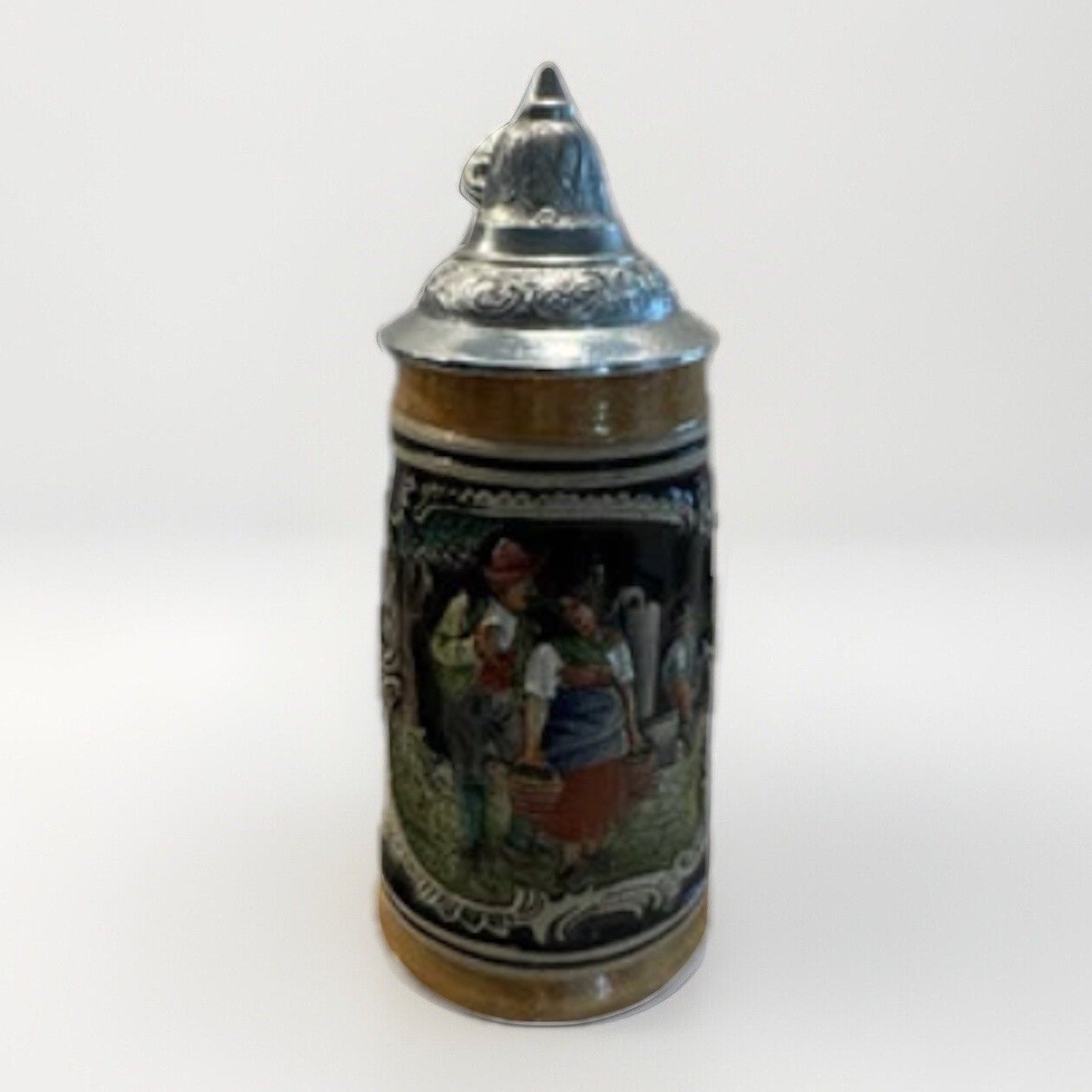 Vintage DBGM German Beer Stein Gold And Blue / Stamped Lid