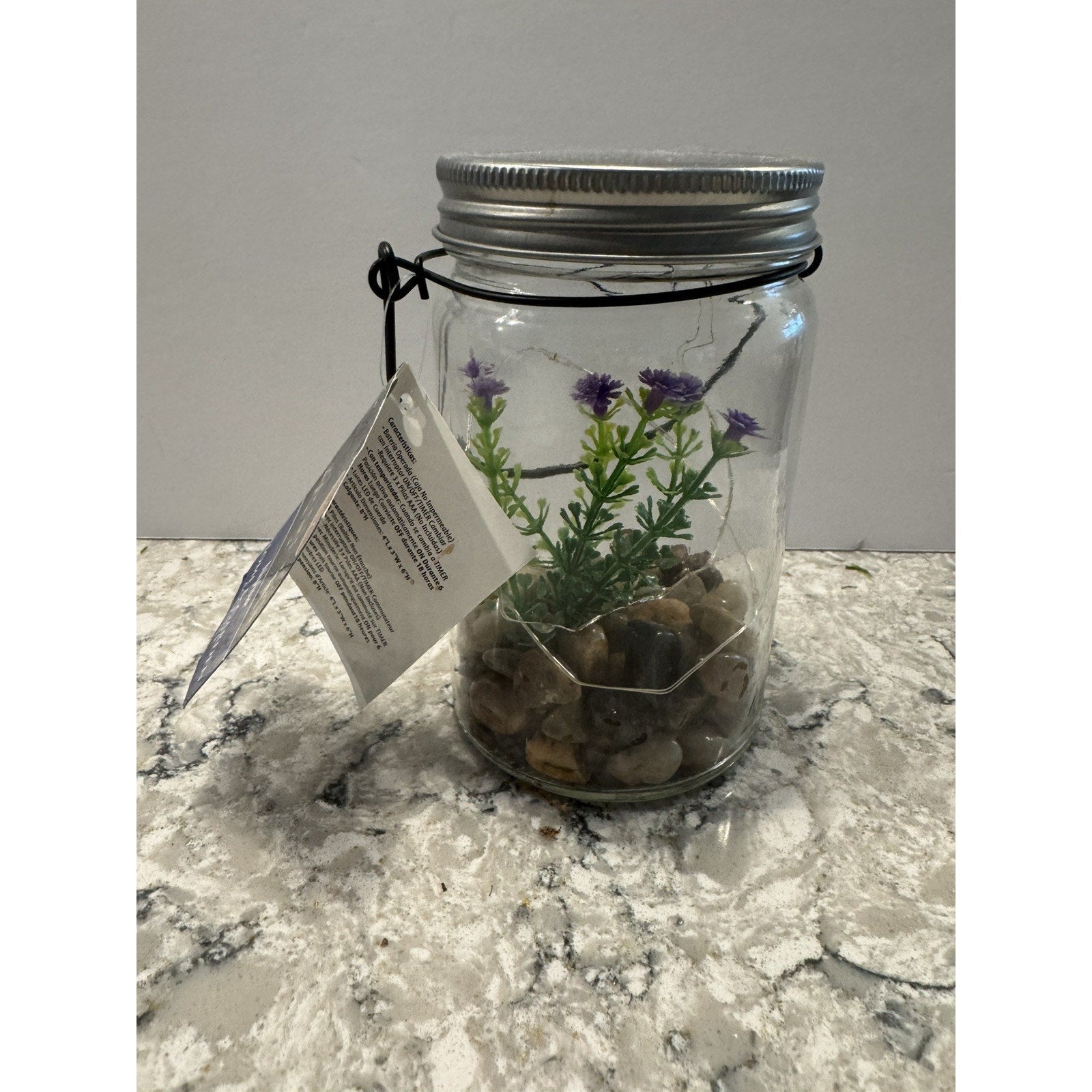 Hanging Succulent Jar LED Patio Lantern - 3” W x 6” H x 4” L