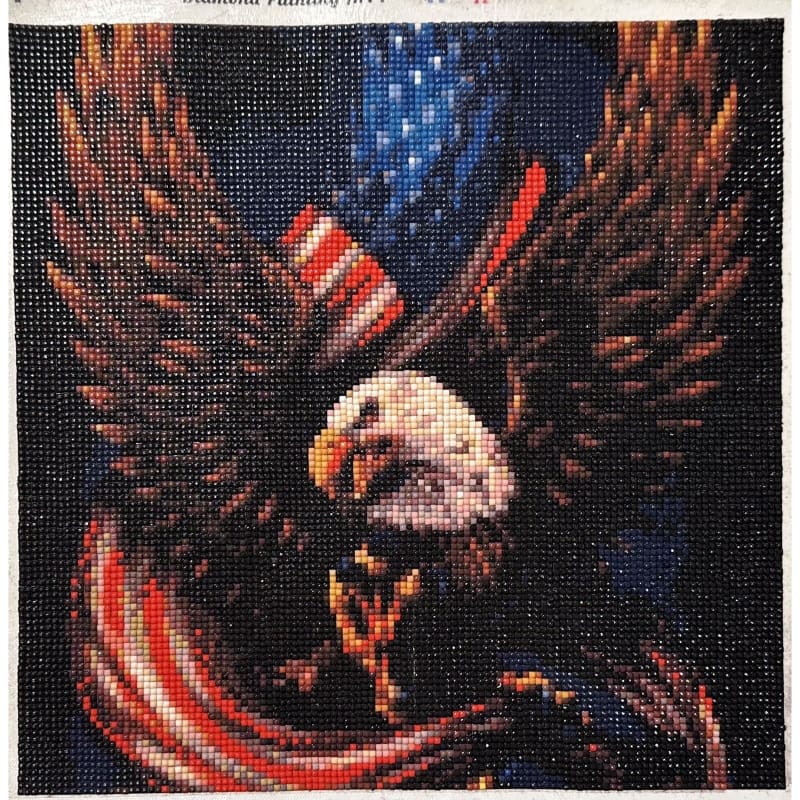 American Flag Eagle 5D Diamond Painting Ready to Frame - 11.5” x 11.5” - Frijja, LLC