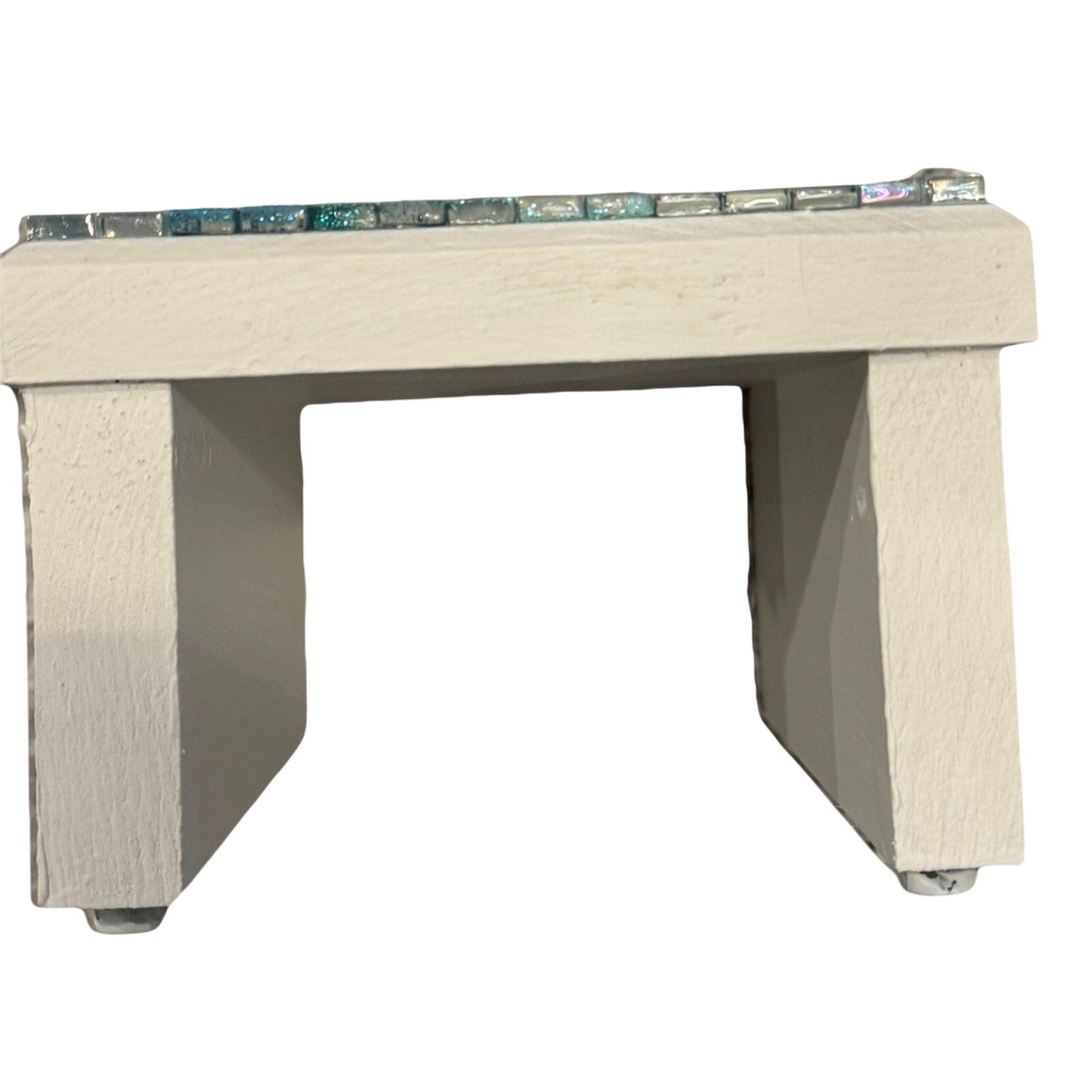 Coastal Wood Mosaic Riser Stand Candle Planter Decor