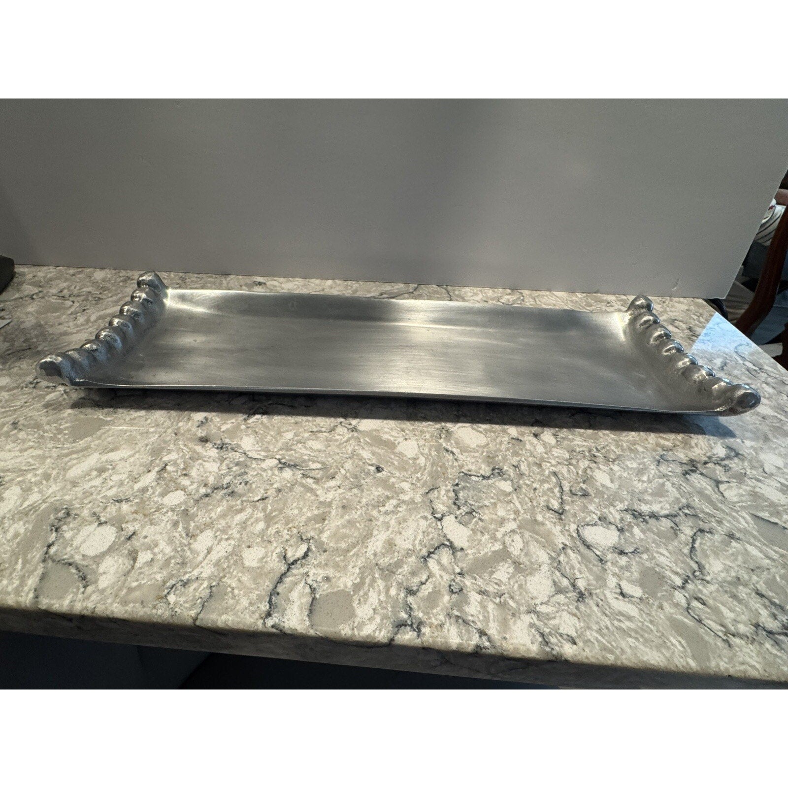 Vintage Oneida Tudor Plate Long Oval Tray Serving Reticulated Edge - 14" x 7"