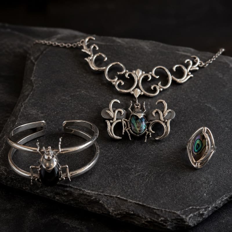 Bracelets - frijja.com - Beetle & Spark Bracelet - 950 Sterling SIlver Abalone Shell
