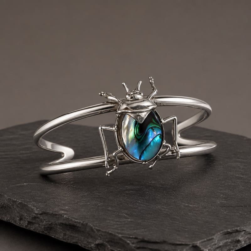 Bracelets - frijja.com - Beetle & Spark Bracelet - 950 Sterling SIlver Abalone Shell