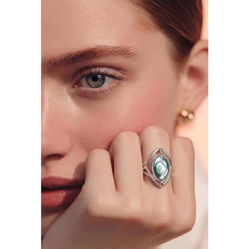 Rings - frijja.com - Beetle & Spark RIng - 950 Sterling Silver Abalone Shell