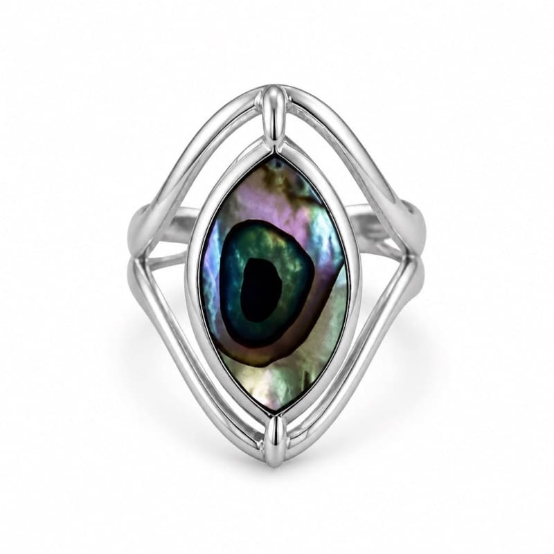 Rings - frijja.com - Beetle & Spark RIng - 950 Sterling Silver Abalone Shell
