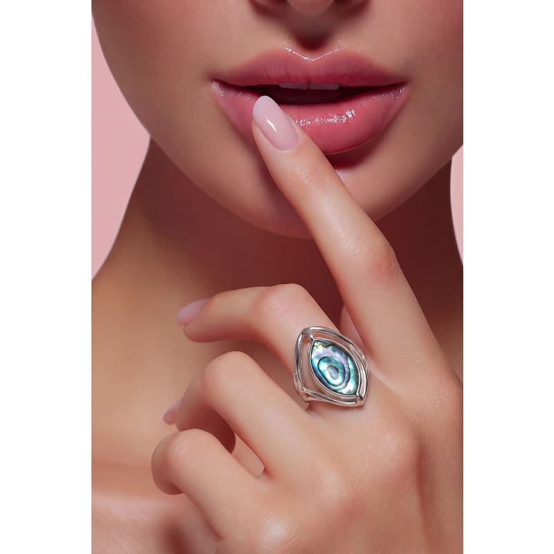 Rings - frijja.com - Beetle & Spark RIng - 950 Sterling Silver Abalone Shell