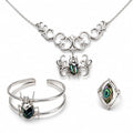 Jewelry Sets - frijja.com - Beetle & Spark Set - 950 Sterling Silver Abalone Shell (Necklace Earrings Bracelet RIng)