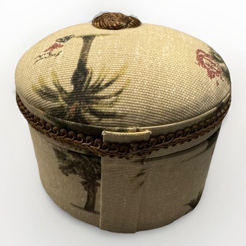 Coastal Design Tapestry Covered Oval Trinket Jewelry Sewing Box - Frijja, LLC