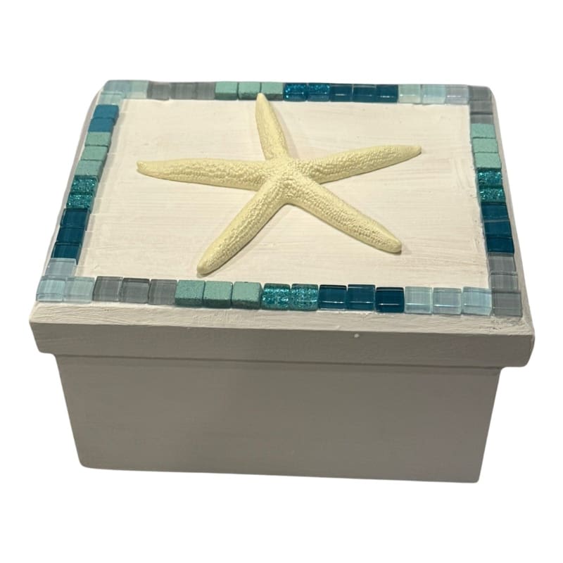 Coastal Wood Mosaic Riser Stand Candle Planter Decor - Frijja, LLC