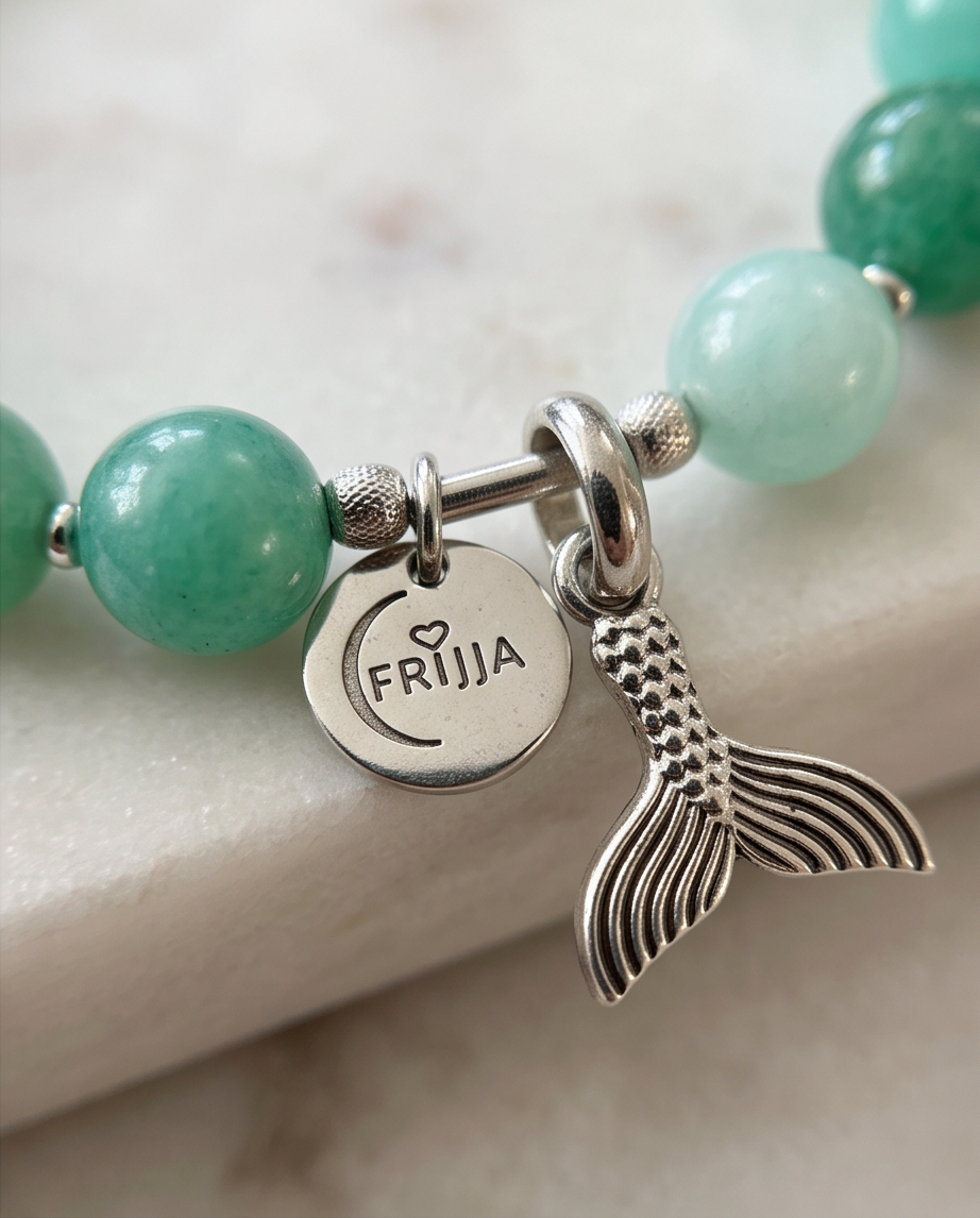 .950 Sterling Silver Amazonite Gemstone Fish Tail Bracelet - 7.5”