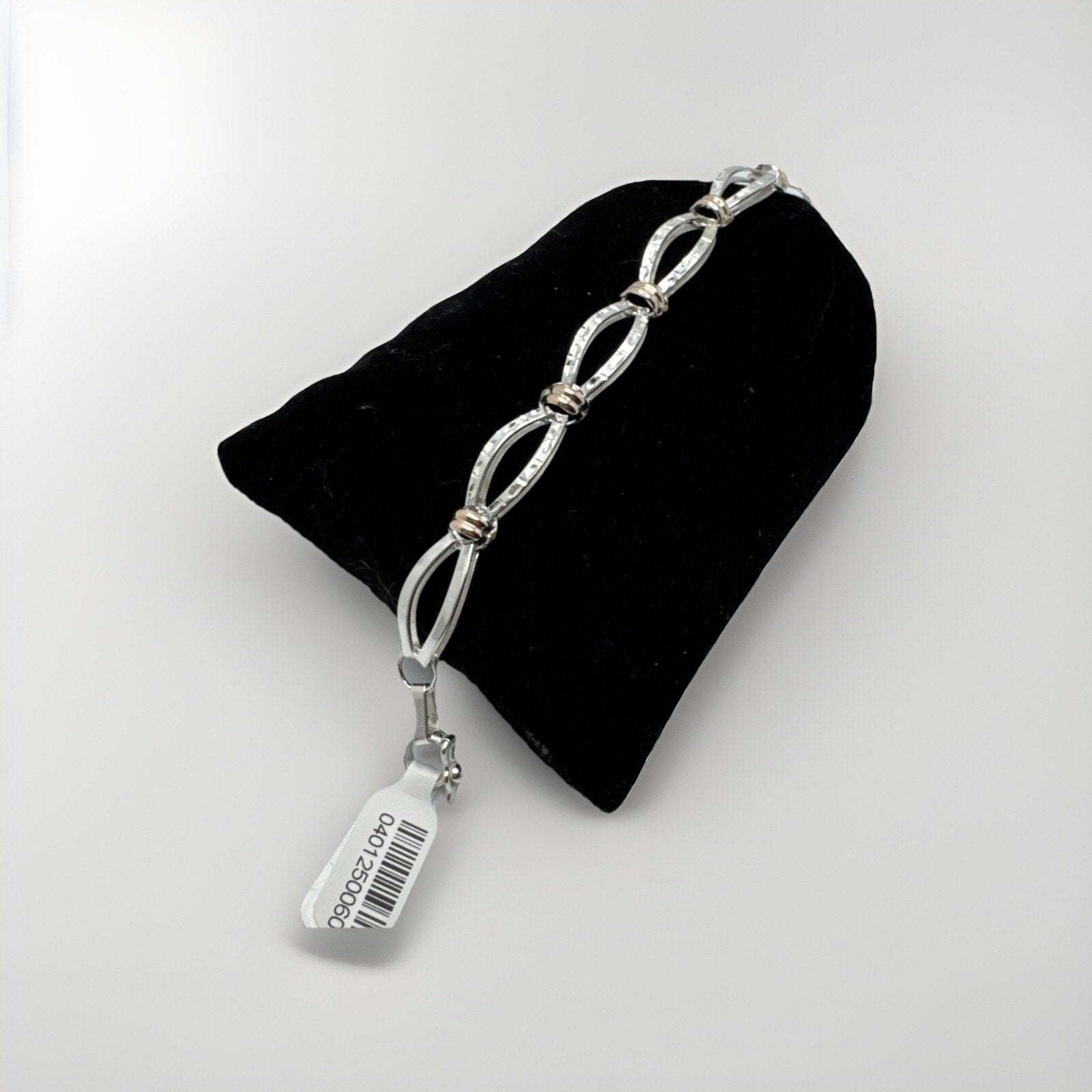 Designer Peruvian Sterling Silver 950 and 18K Gold Inlay Bracelet - 7.5”