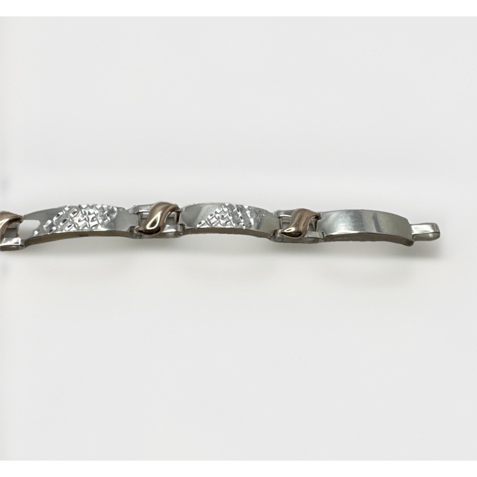 Designer Peruvian Sterling Silver 950 and 18K Gold Inlay Bracelet - 7.5”