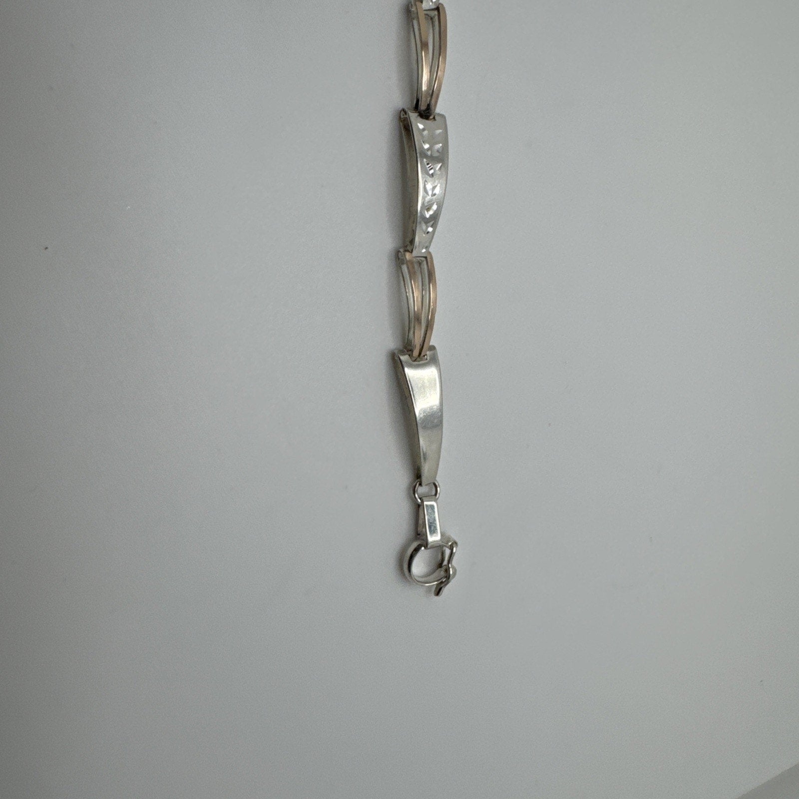 Designer Peruvian Sterling Silver 950 and 18K Gold Inlay Bracelet - 7.5”