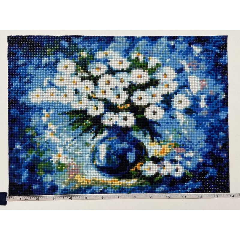 Daisies in Flower Vase 5D Diamond Painting Ready to Frame - 13.5”x 10” - Frijja, LLC