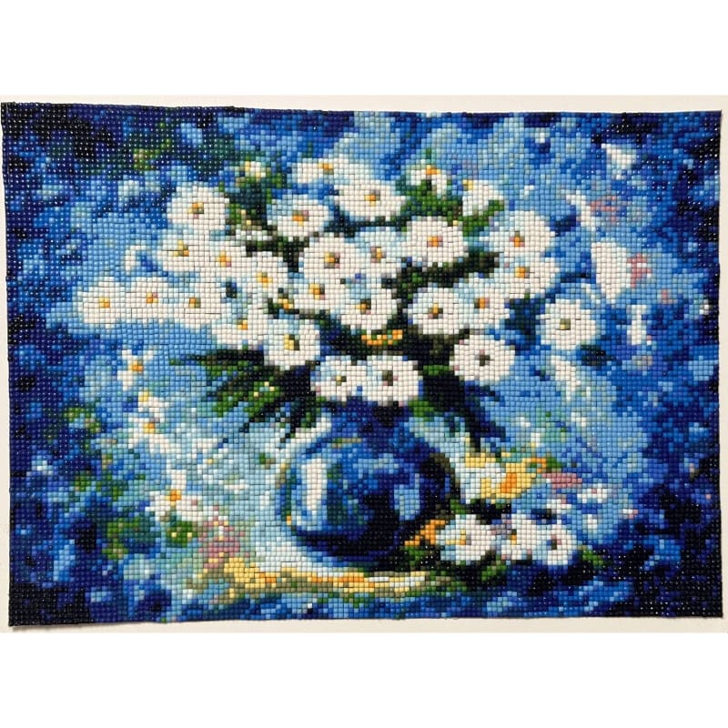 Daisies in Flower Vase 5D Diamond Painting Ready to Frame - 13.5”x 10” - Frijja, LLC