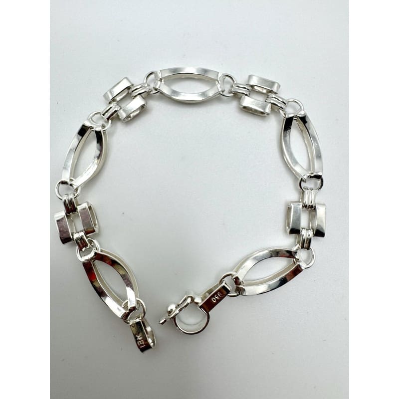 Designer Peruvian Sterling Silver 950 and 18K Gold Inlay Bracelet - 7.5” - Frijja, LLC