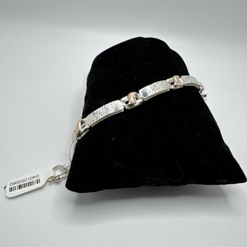 Designer Peruvian Sterling Silver 950 and 18K Gold Inlay Bracelet - 7.5” - Frijja, LLC