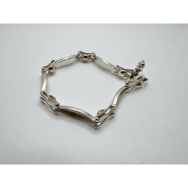 Designer Peruvian Sterling Silver 950 and 18K Gold Inlay Bracelet - 7.5” - Frijja, LLC