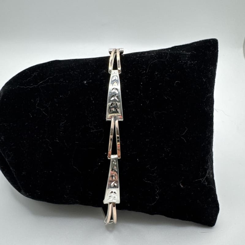 Designer Peruvian Sterling Silver 950 and 18K Gold Inlay Bracelet - 7.5” - Frijja, LLC