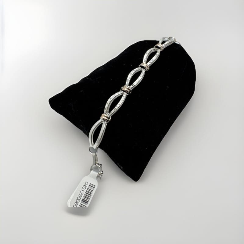 Designer Peruvian Sterling Silver 950 and 18K Gold Inlay Bracelet - 7.5” - Frijja, LLC
