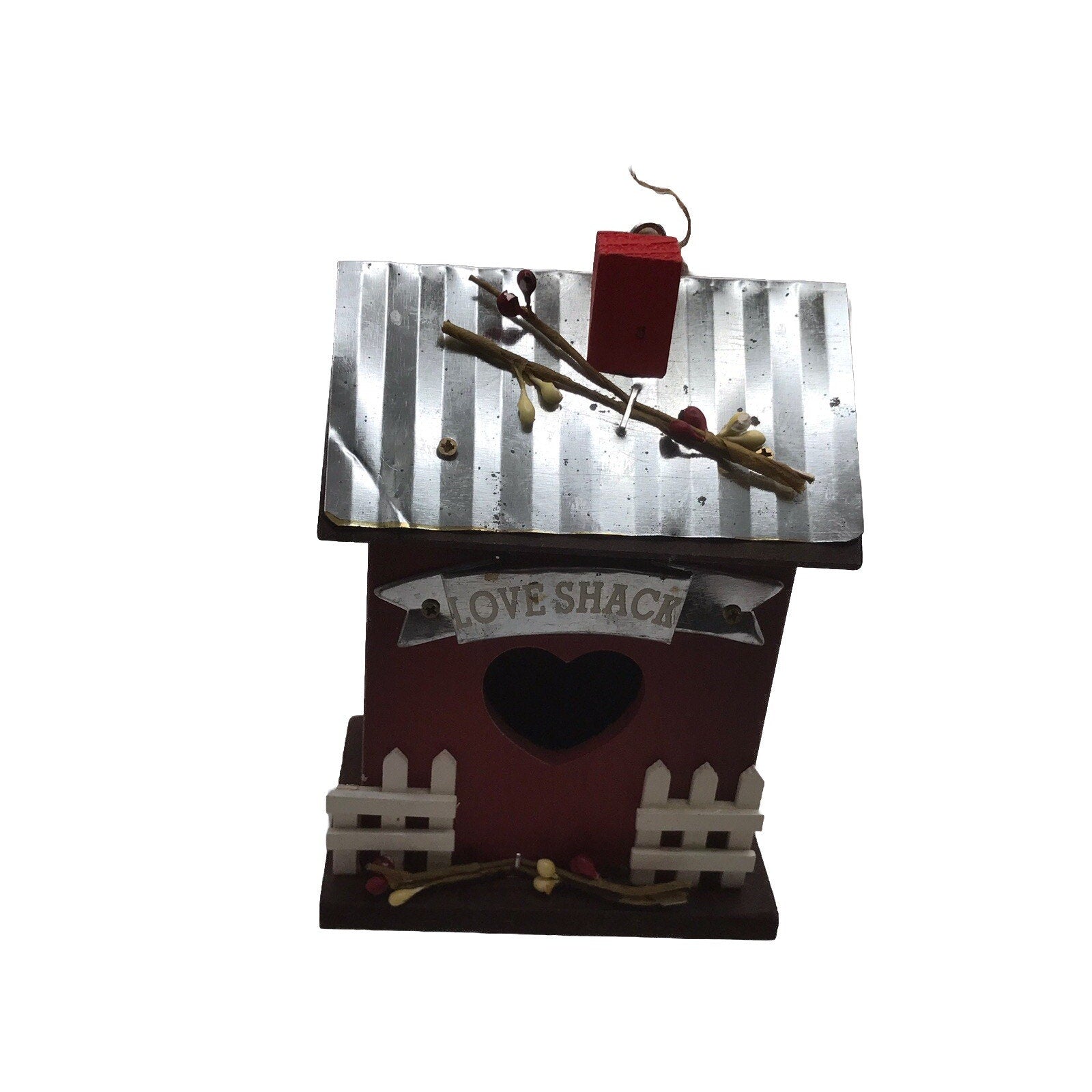 VALENTINE LOVE SHACK WOOD METAL BIRD HOUSE FARMHOUSE RUSTIC COUNTRY