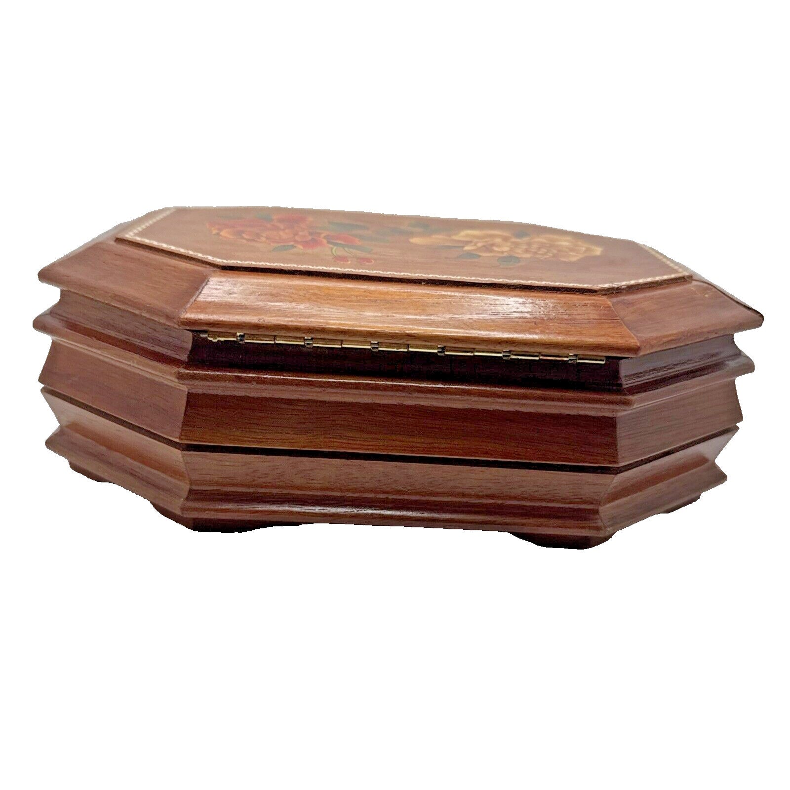 Centurion Vintage Wooden Jewelry Box with Mirror Ring Slots Lined