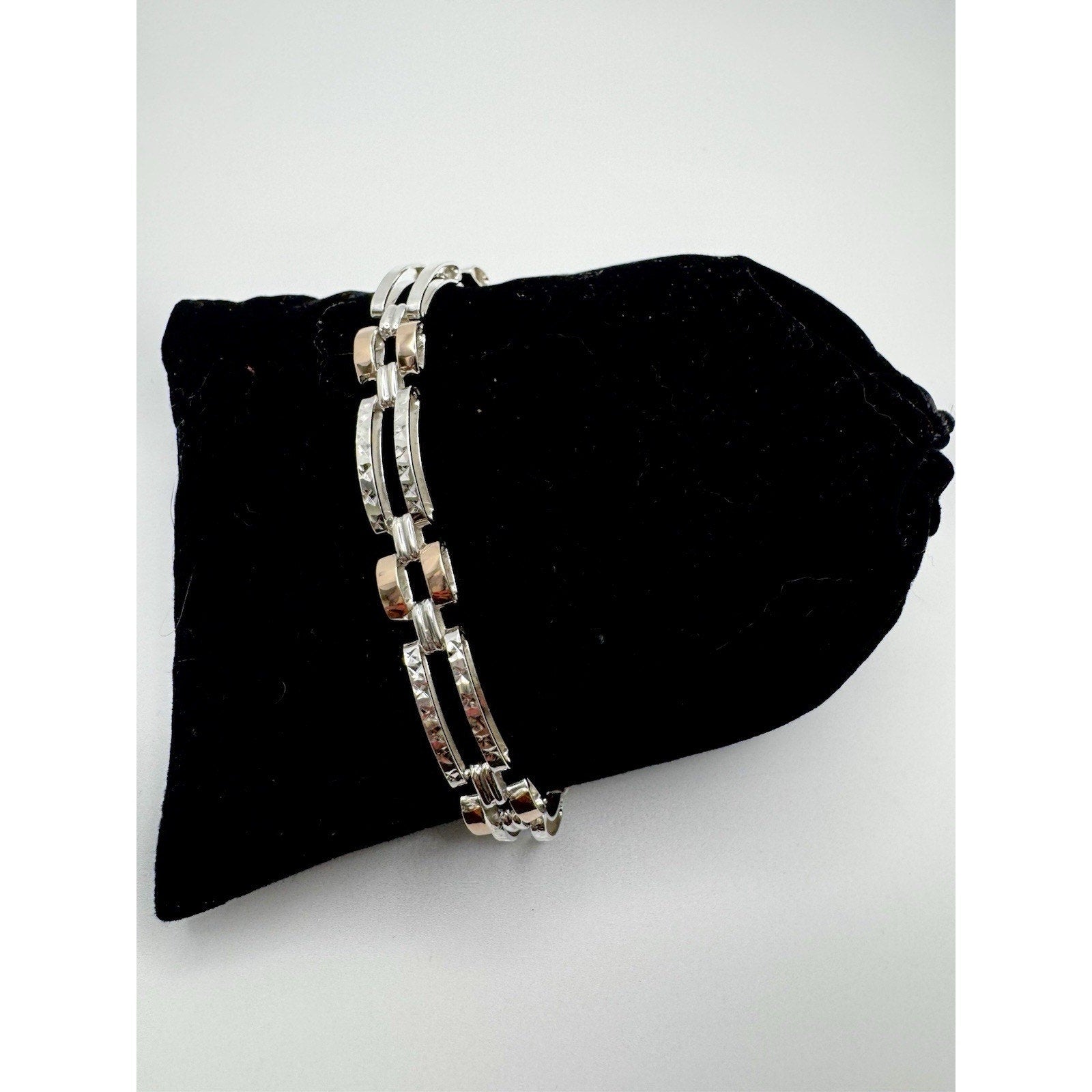 Designer Peruvian Sterling Silver 950 and 18K Gold Inlay Bracelet - 7.5”
