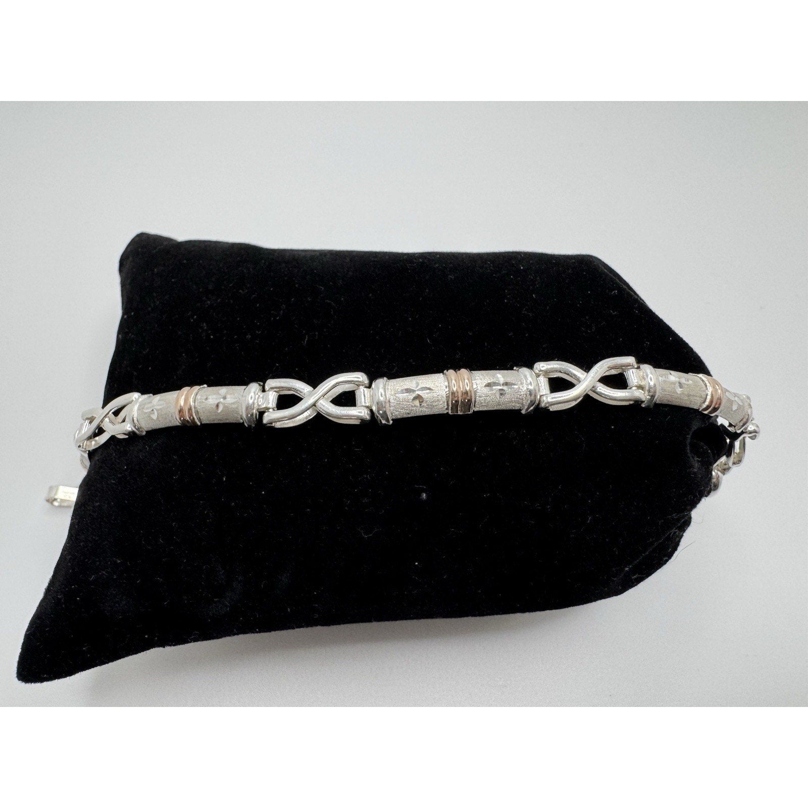 Designer Peruvian Sterling Silver 950 and 18K Gold Inlay Bracelet - 7.5”