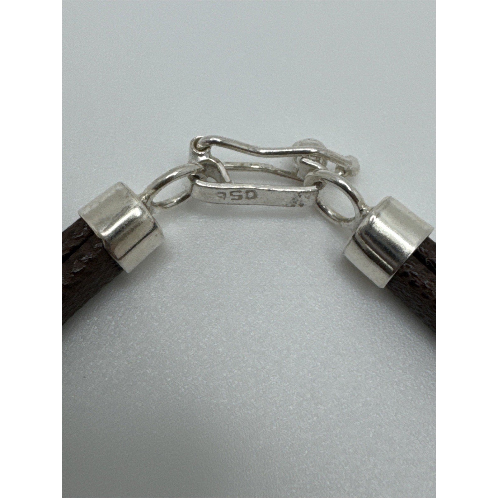 950 Sterling Silver Brown Leather Bracelet Tree Of Life Charm