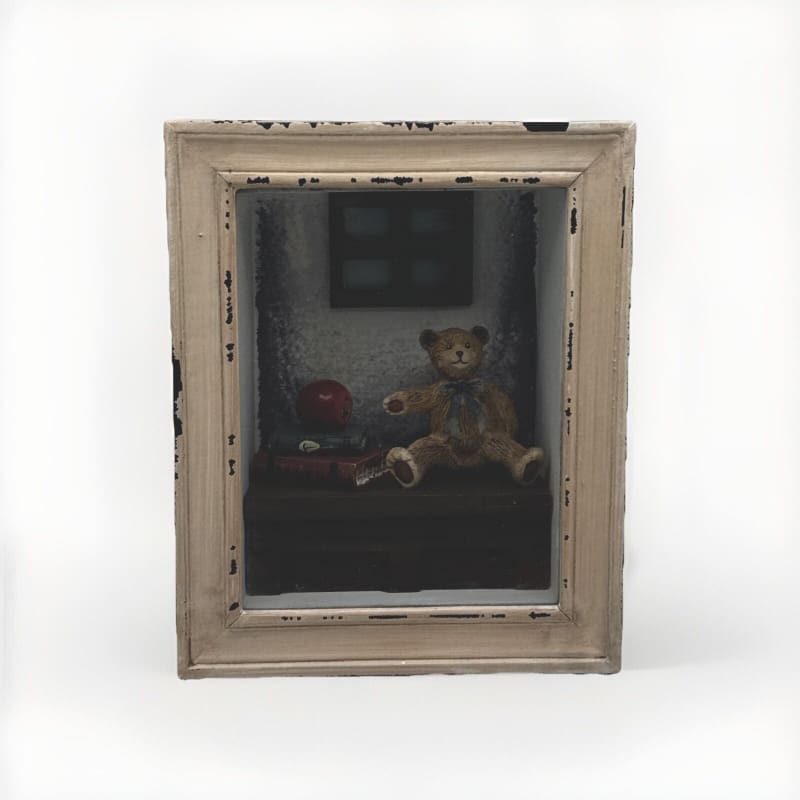 Giftco Teacher Shadow Box with Teddy Bear Math Books & Apple Rustic Farmhouse - Frijja, LLC