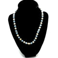 Handmade Ceramic Beads & Silver Tone Necklace - Blue/Silver - Frijja, LLC