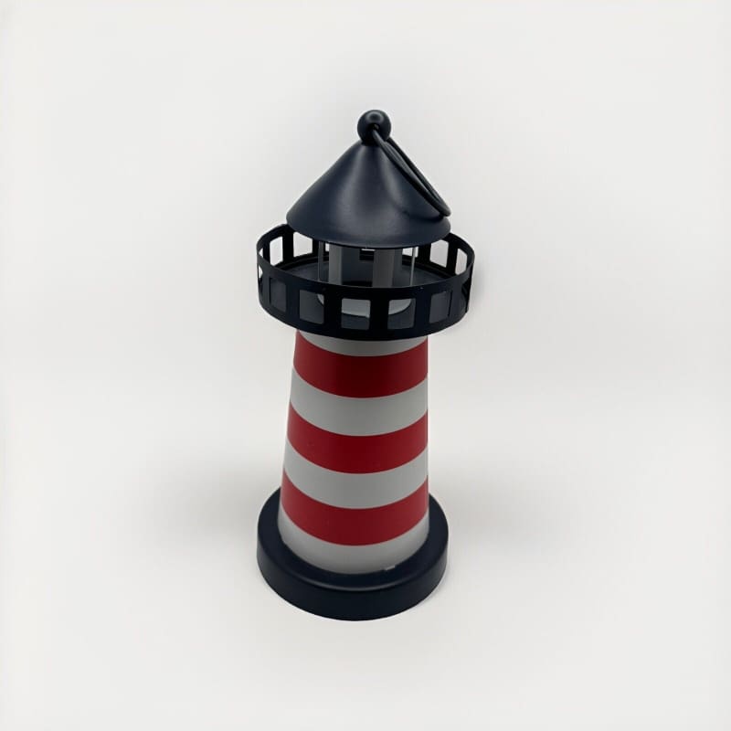 Lantern Lighthouse Metal Red, White & Blue LED Lighted Decor Coastal Decor - Frijja, LLC