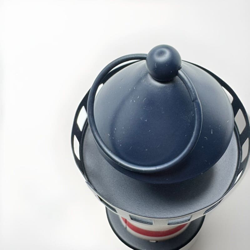 Lantern Lighthouse Metal Red, White & Blue LED Lighted Decor Coastal Decor - Frijja, LLC