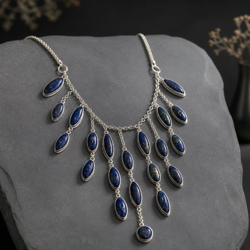 Jewelry Sets - frijja.com - Moon Radiance - 950 Sterling Silver Necklace Sodalite Stone