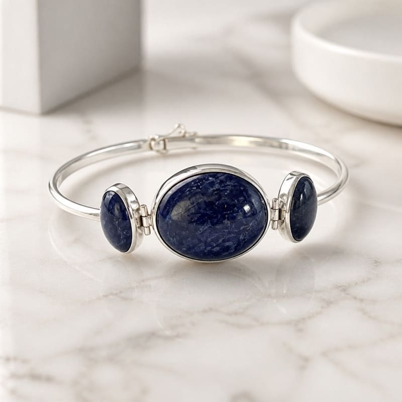 Bracelets - frijja.com - Moon Radiance Bracelet 950 Sterling Silver Sodalite Stone