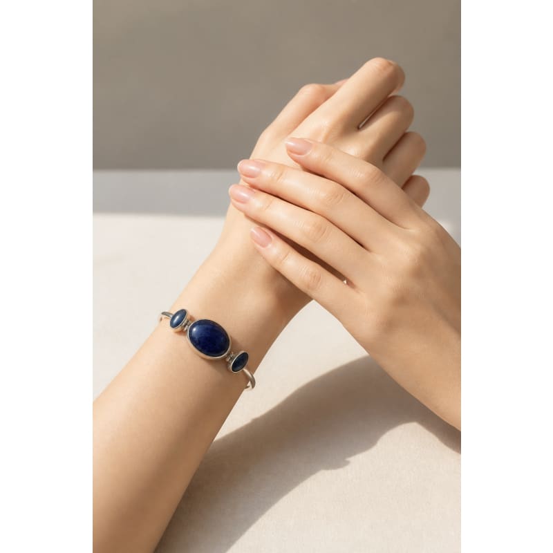 Jewelry Sets - frijja.com - Moon Radiance Set.950 Sterling Silver Sodalite Stones (Necklace Earrings Bracelet and Ring