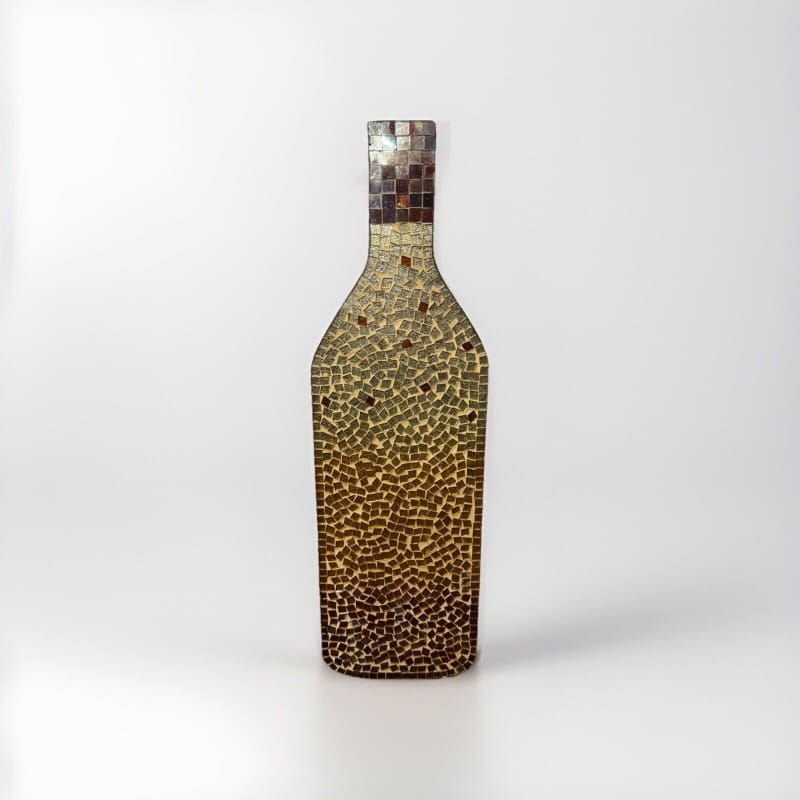 Mosaic Art Bronze Wine Bottle Home Decor Rustic - 18" - Frijja, LLC